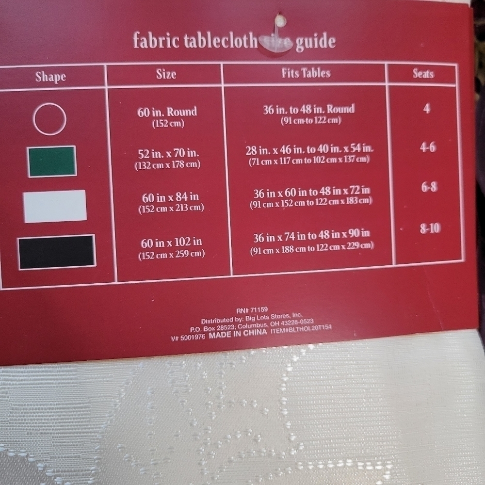 Red or Ivory Poinsettia 60" Round Tablecloths - Picture 5 of 11